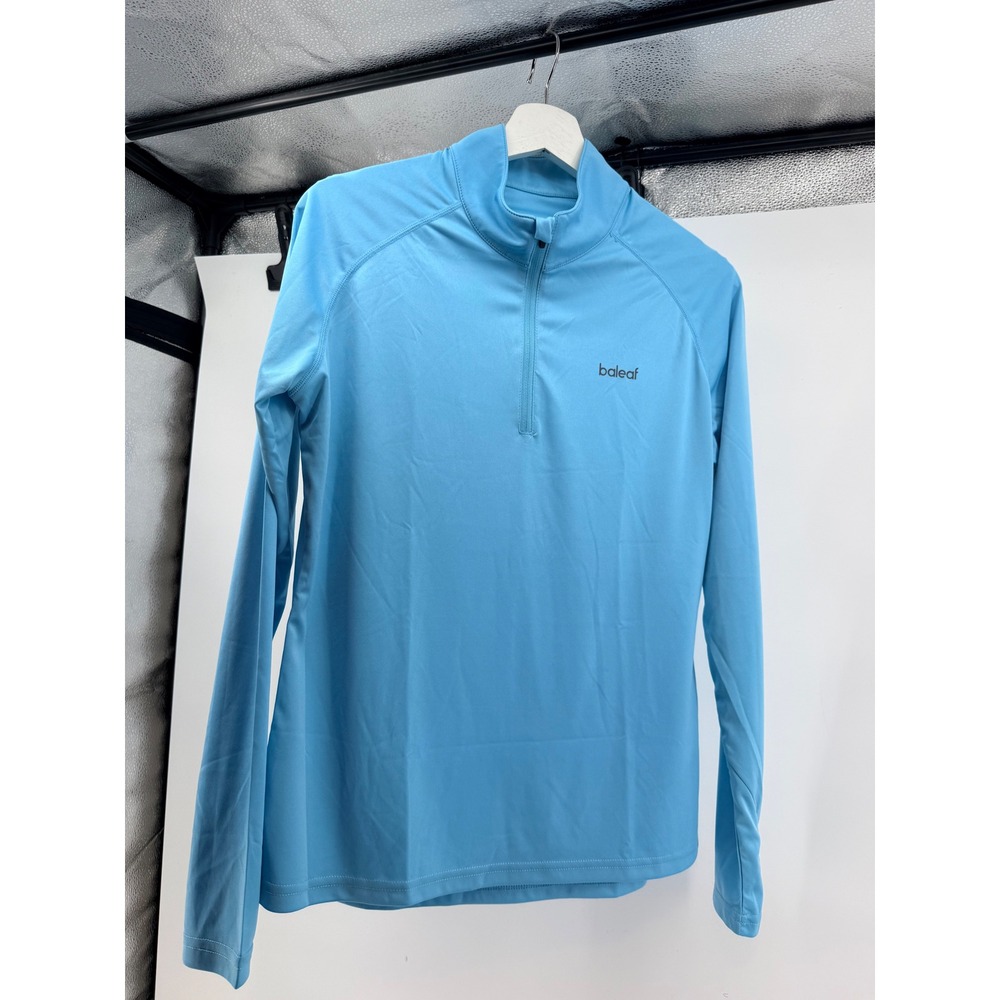 Baleaf Womens Medium Light Blue Quarter Zip Long Sleeve Activewear Pullover Top